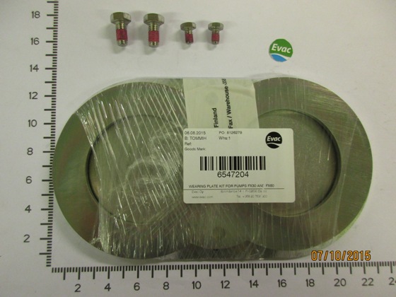 6547204 - WEARING PLATE KIT FOR PUMPS FX30 AND FX60 - Brand: EVAC Image